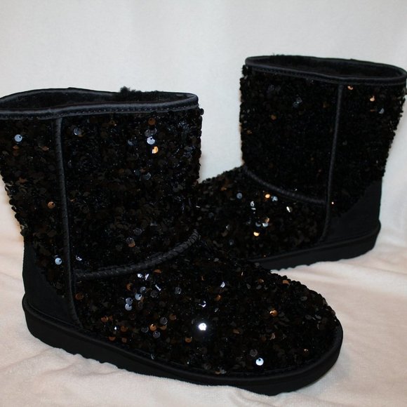 NIB‎ UGG STELLAR SEQUIN CLASSIC SHORT SHEARLING LINED BOOTS - Picture 3 of 9